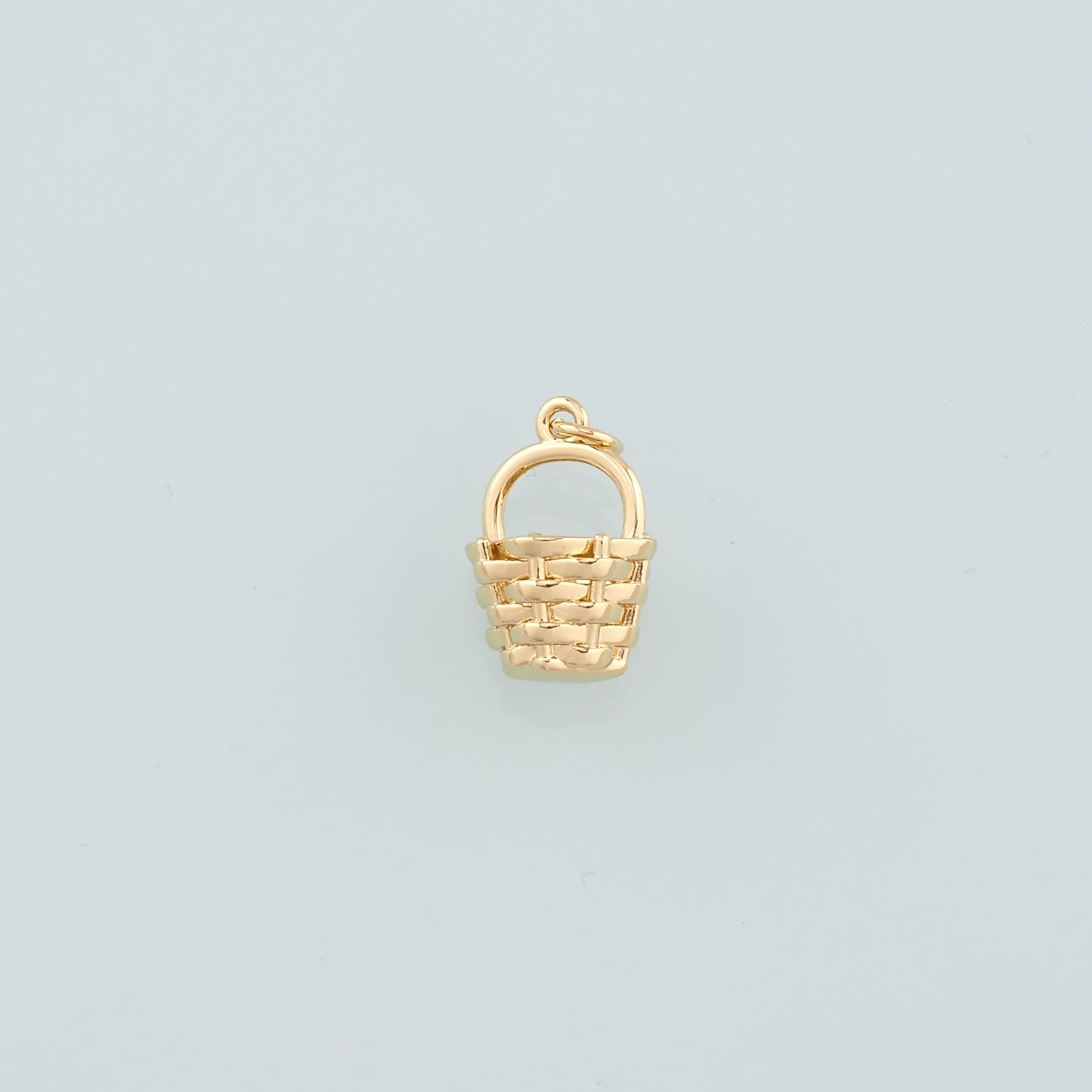 18K Gold Filled Fruit Basket Pendant,Dainty Nantucket Basket Charm Bracelet Necklace for DIY Jewelry Making Supply
