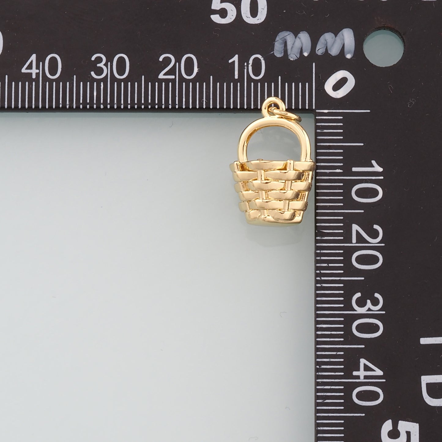 18K Gold Filled Fruit Basket Pendant,Dainty Nantucket Basket Charm Bracelet Necklace for DIY Jewelry Making Supply