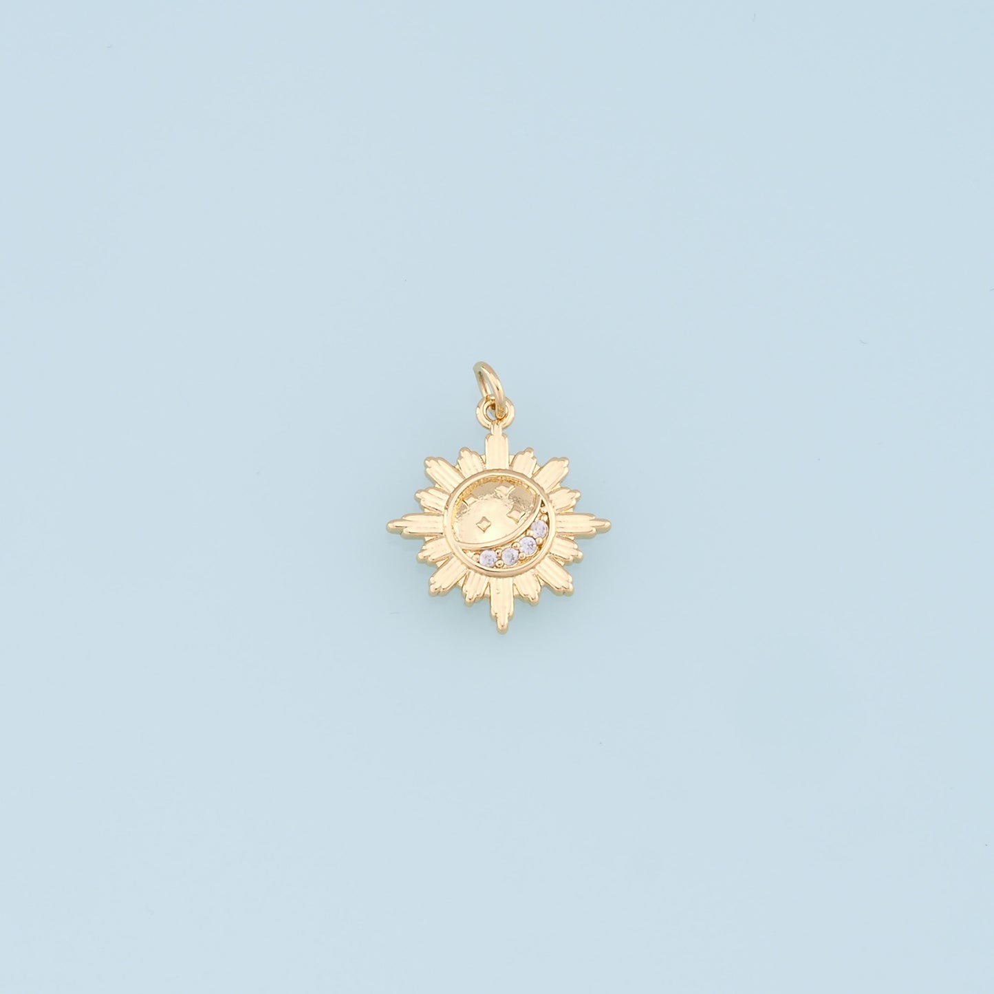 Gold Sun Charms,18K Gold Filled Star Pendant,Celestial Charm Bracelet Necklace for DIY Jewelry Making Supply