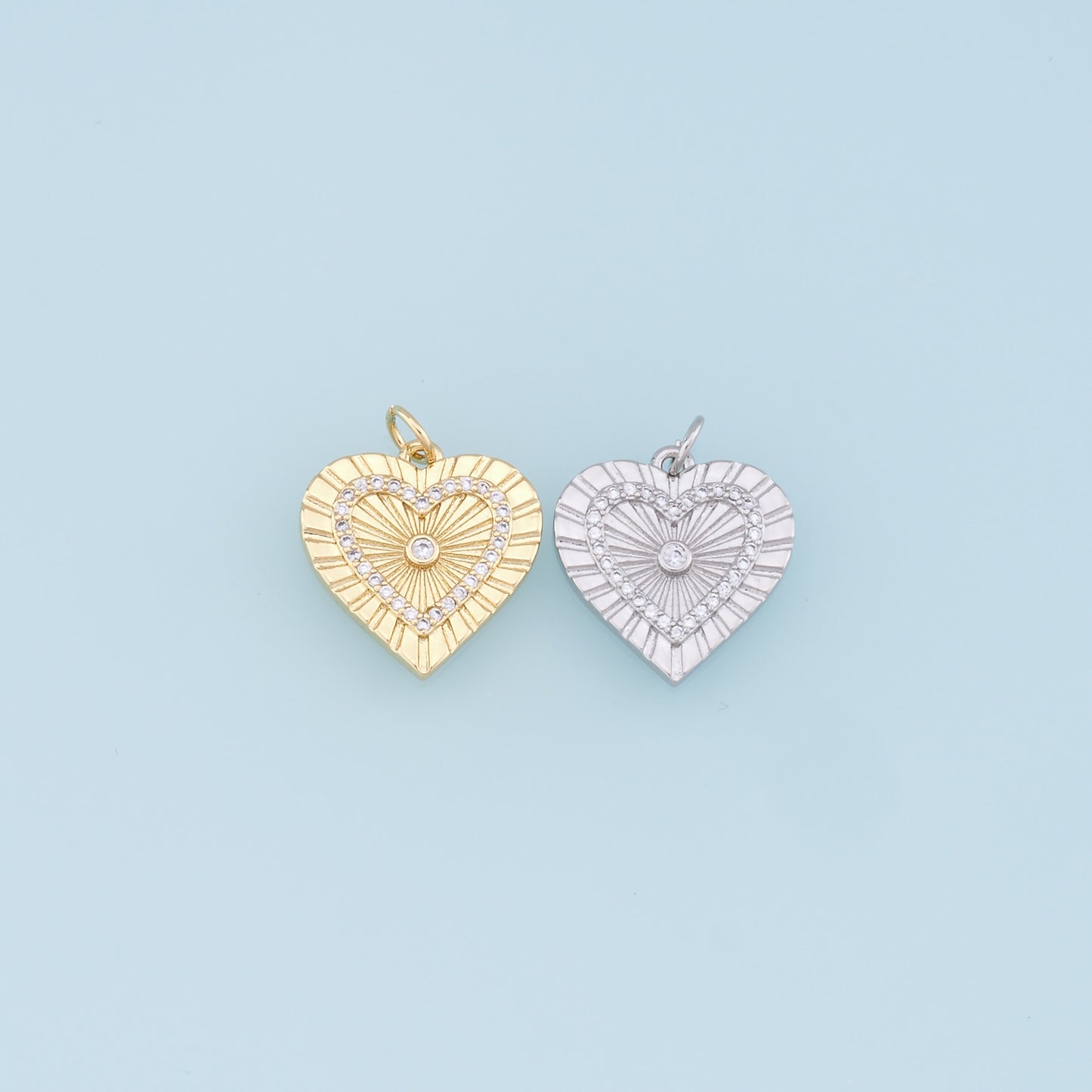 Gold Heart Charms,18K Gold Filled Heart Pendant,CZ Micro Pave Heart Charm Bracelet Necklace for DIY Jewelry Making Supply
