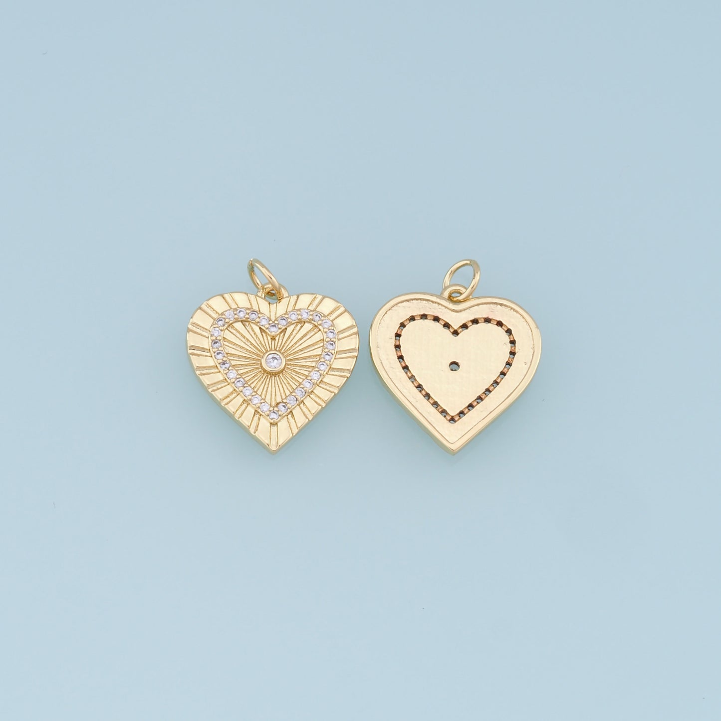 Gold Heart Charms,18K Gold Filled Heart Pendant,CZ Micro Pave Heart Charm Bracelet Necklace for DIY Jewelry Making Supply