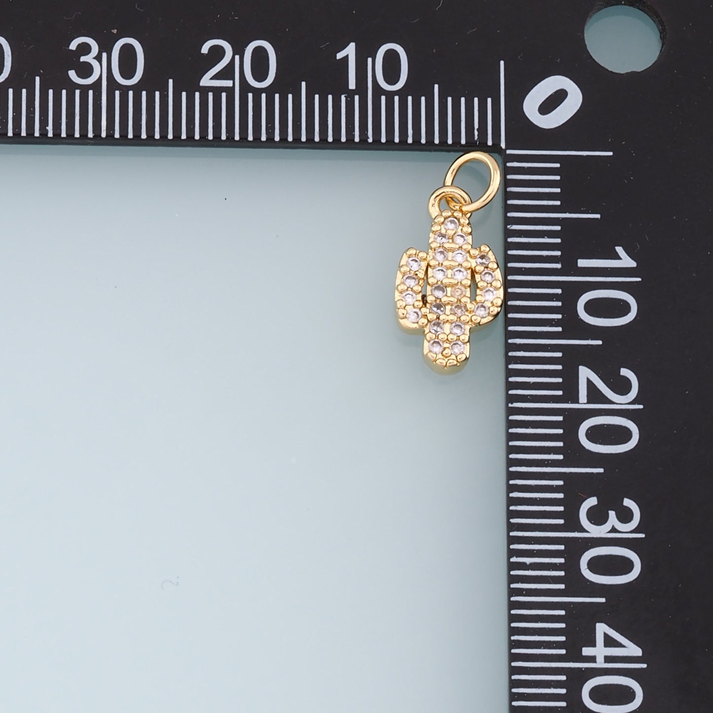 Gold Cactus Charms,18K Gold Filled CZ Micro Pave Cactus Pendant,Desert Charm Bracelet Necklace for DIY Jewelry Making Supply