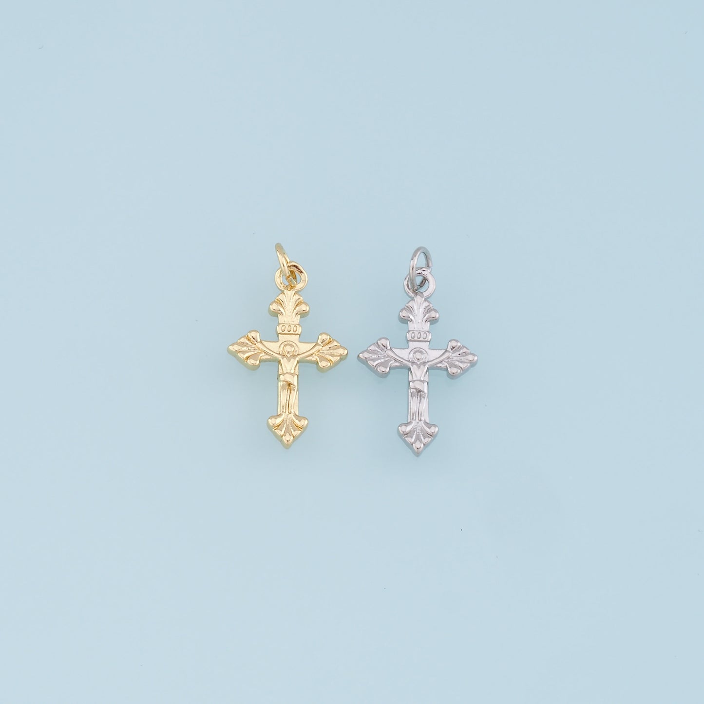 Gold Jesus Charms,18K Gold Filled Cross Pendant,Religious Protect Charm Bracelet Necklace for DIY Jewelry Making Supply