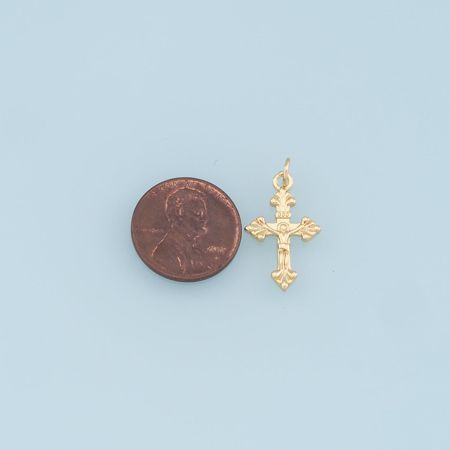 Gold Jesus Charms,18K Gold Filled Cross Pendant,Religious Protect Charm Bracelet Necklace for DIY Jewelry Making Supply