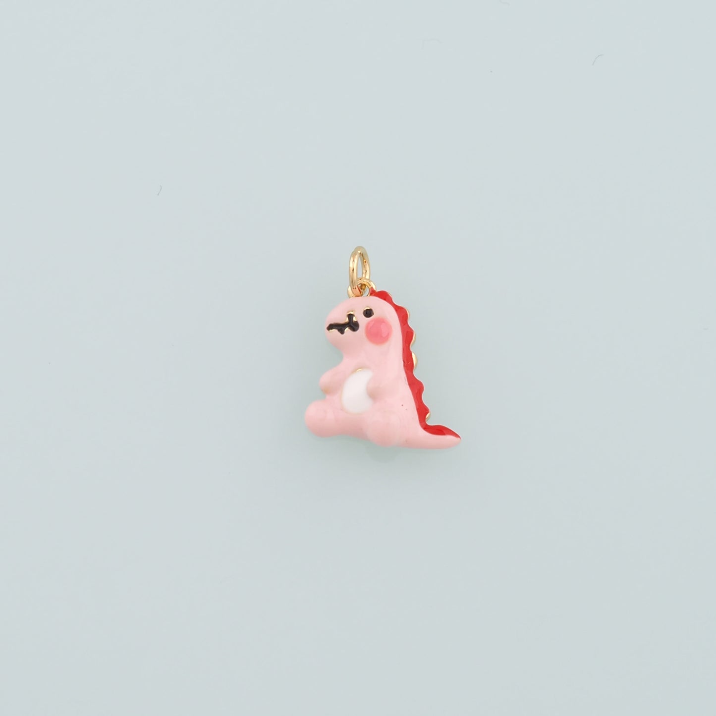 18K Gold Filled Dinosaur Pendant,Enamel Kawaii Charm Bracelet Necklace for DIY Jewelry Making Supply