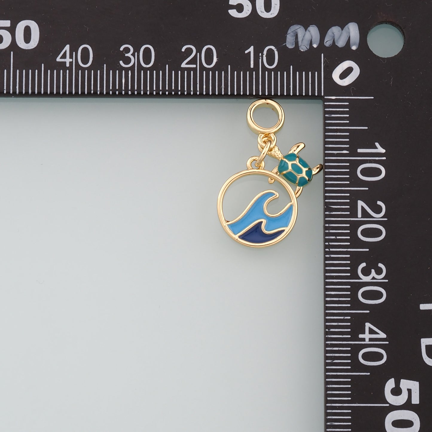 Gold Turtle Charms,18K Gold Filled Turtle Pendant,Enamel Waves Charm Bracelet Necklace for DIY Jewelry Making Supply