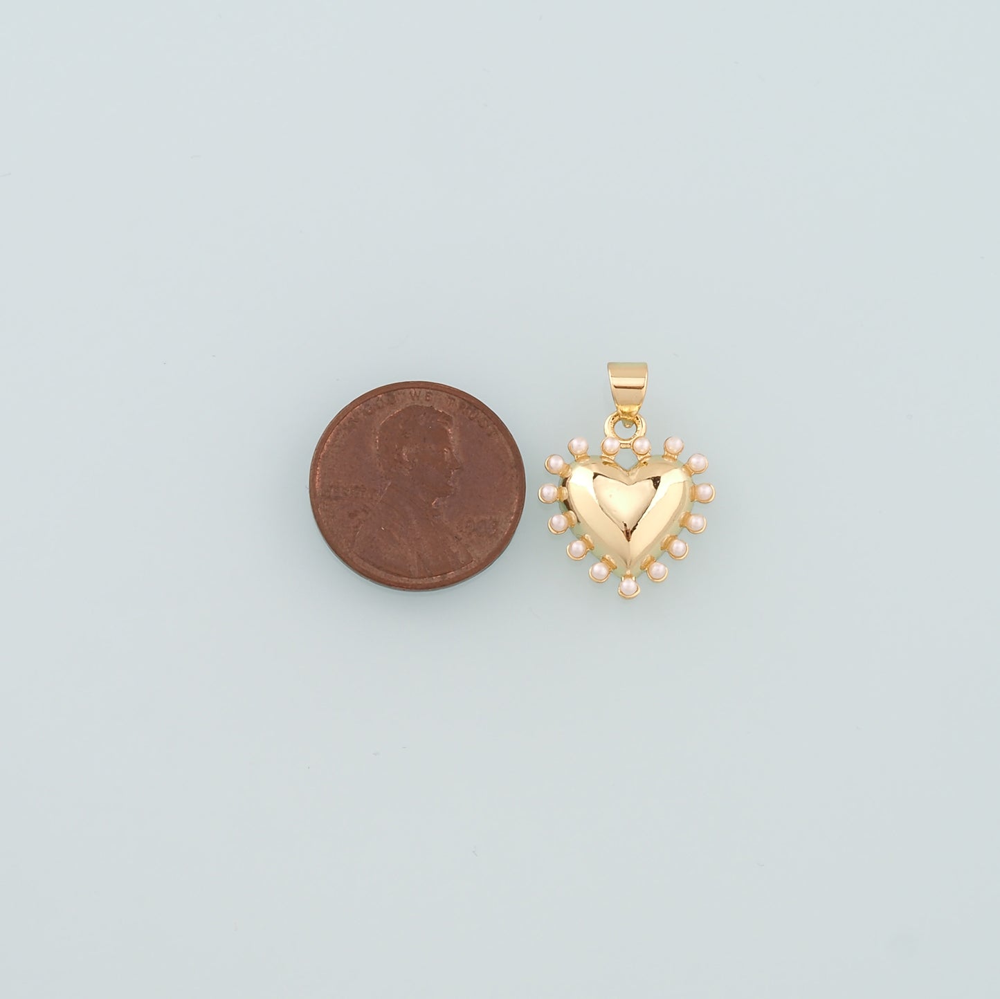 Gold Heart Charms,18K Gold Filled Pearl Heart Pendant,Dainty Heart Charm Bracelet Necklace for DIY Jewelry Making Supply