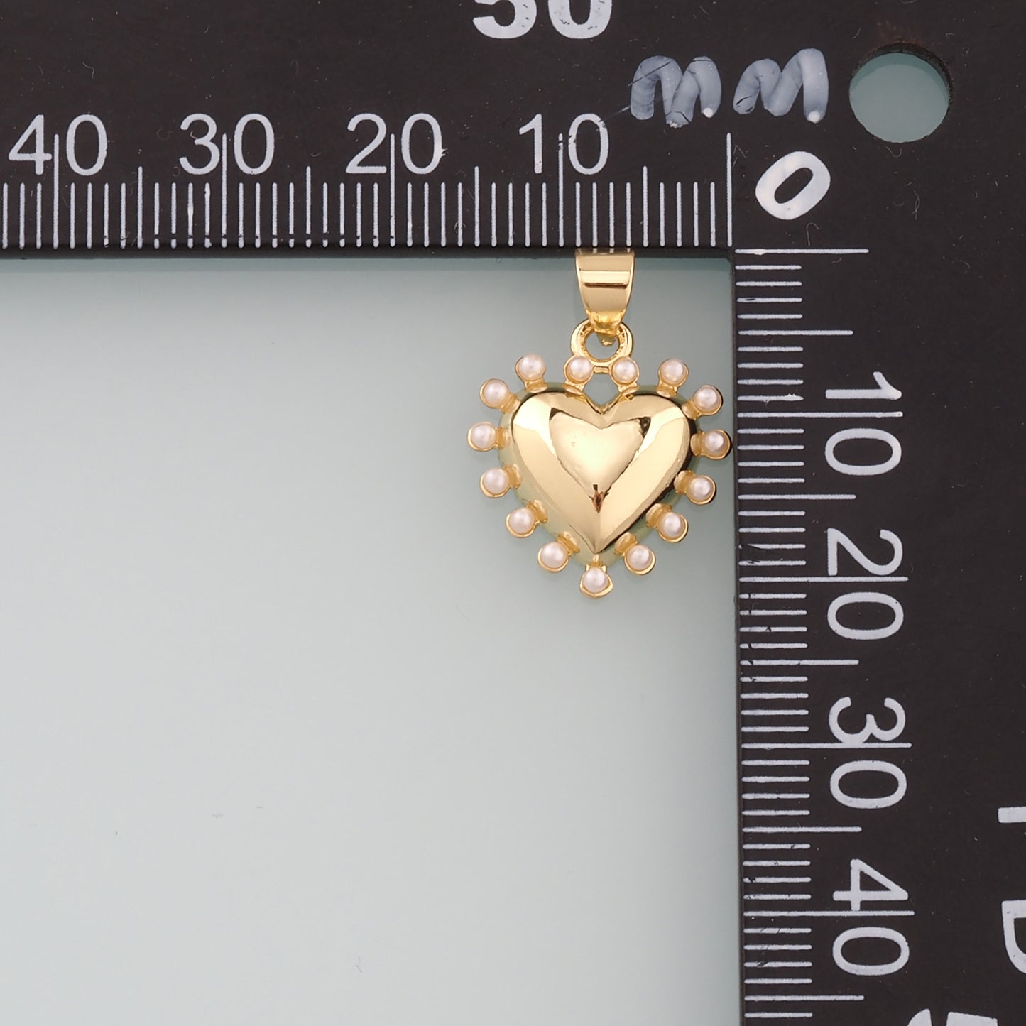 Gold Heart Charms,18K Gold Filled Pearl Heart Pendant,Dainty Heart Charm Bracelet Necklace for DIY Jewelry Making Supply