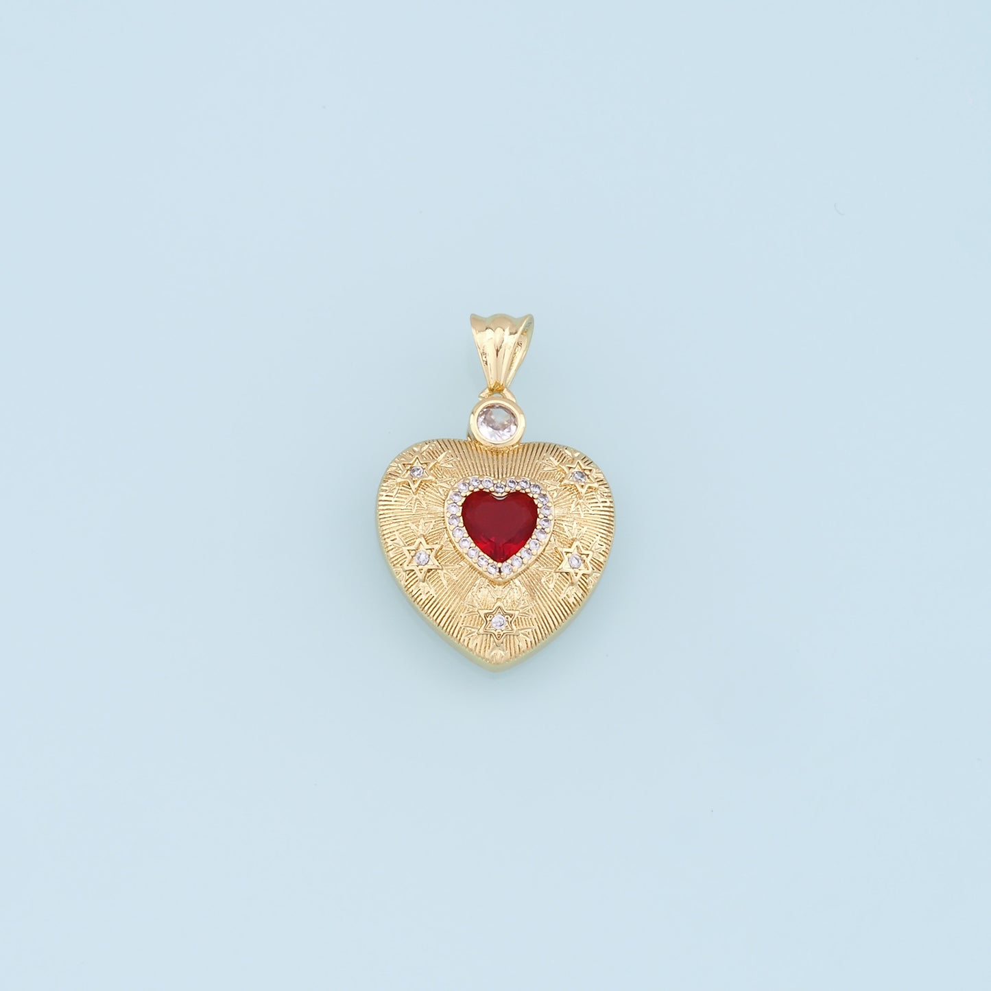 Gold Star Heart Charms,18K Gold Filled Heart Pendant,CZ Micro Pave Heart Charm Bracelet Necklace for DIY Jewelry Making Supply