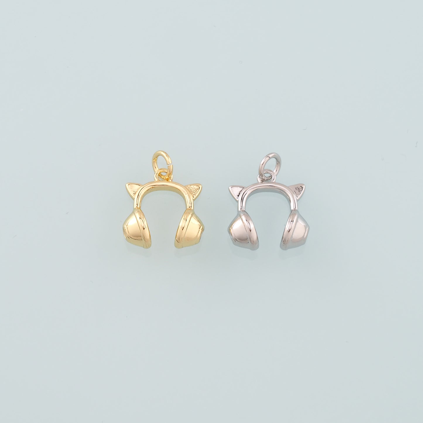 Gold Earphone Charm,18K Gold Filled Earphone Pendant,Earphone Charm Bracelet Necklace for DIY Jewelry Making Supply