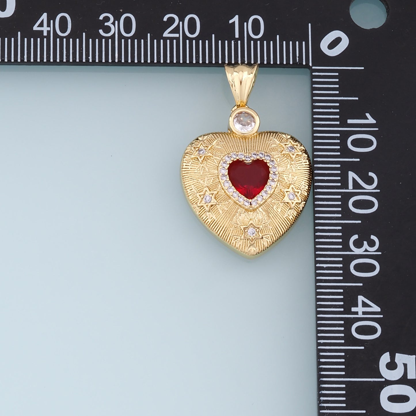 Gold Star Heart Charms,18K Gold Filled Heart Pendant,CZ Micro Pave Heart Charm Bracelet Necklace for DIY Jewelry Making Supply