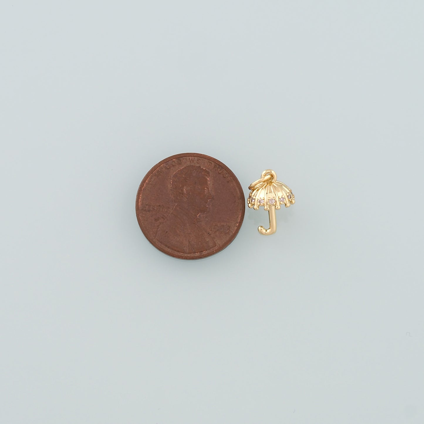 Gold Umbrella Charms,18K Gold Filled Umbrella Pendant,CZ Micro Pave Umbrella Charm Bracelet Necklace for DIY Jewelry Making Supply