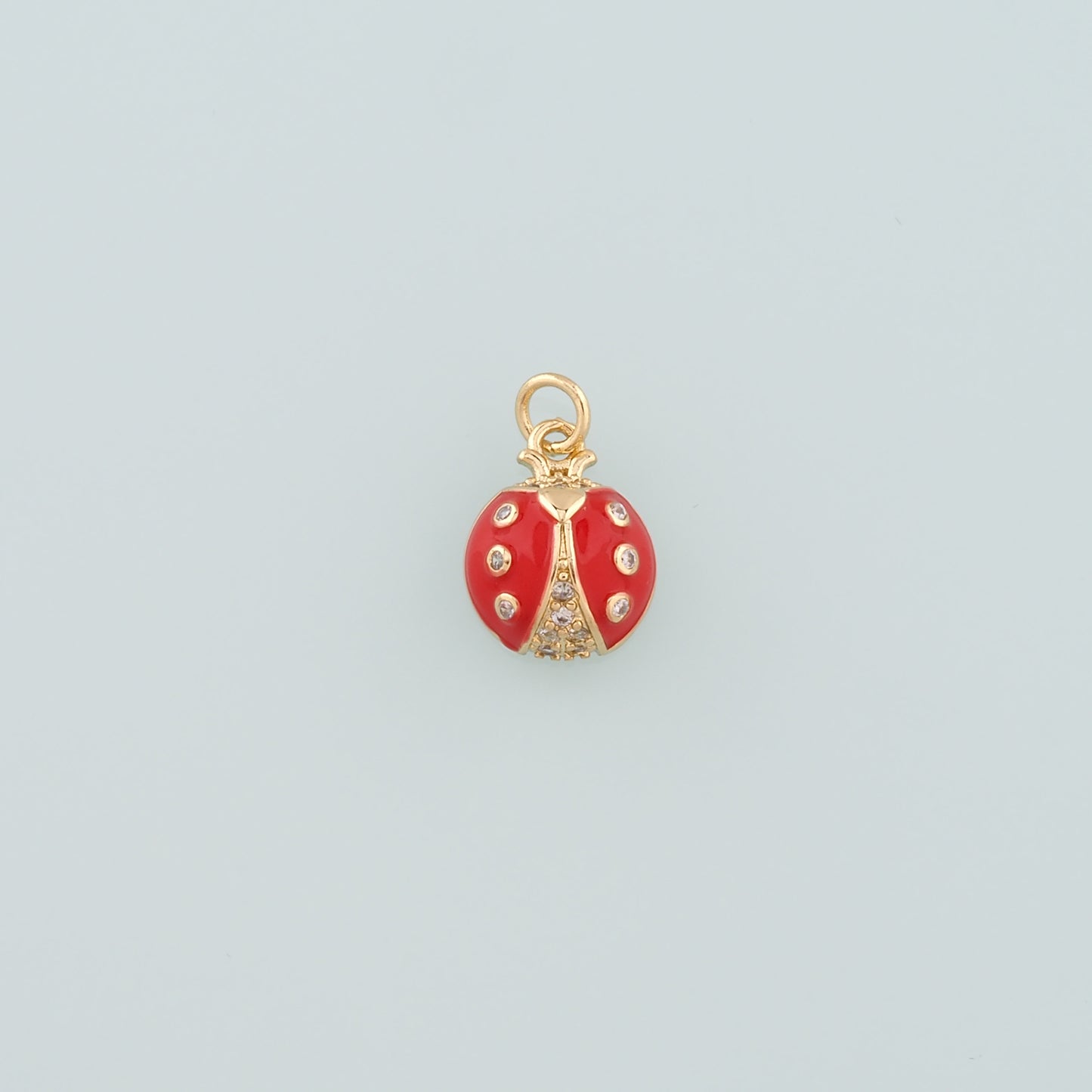 18K Gold Filled Ladybug Pendant,Enamel Insect Charm Bracelet Necklace for DIY Jewelry Making Supply