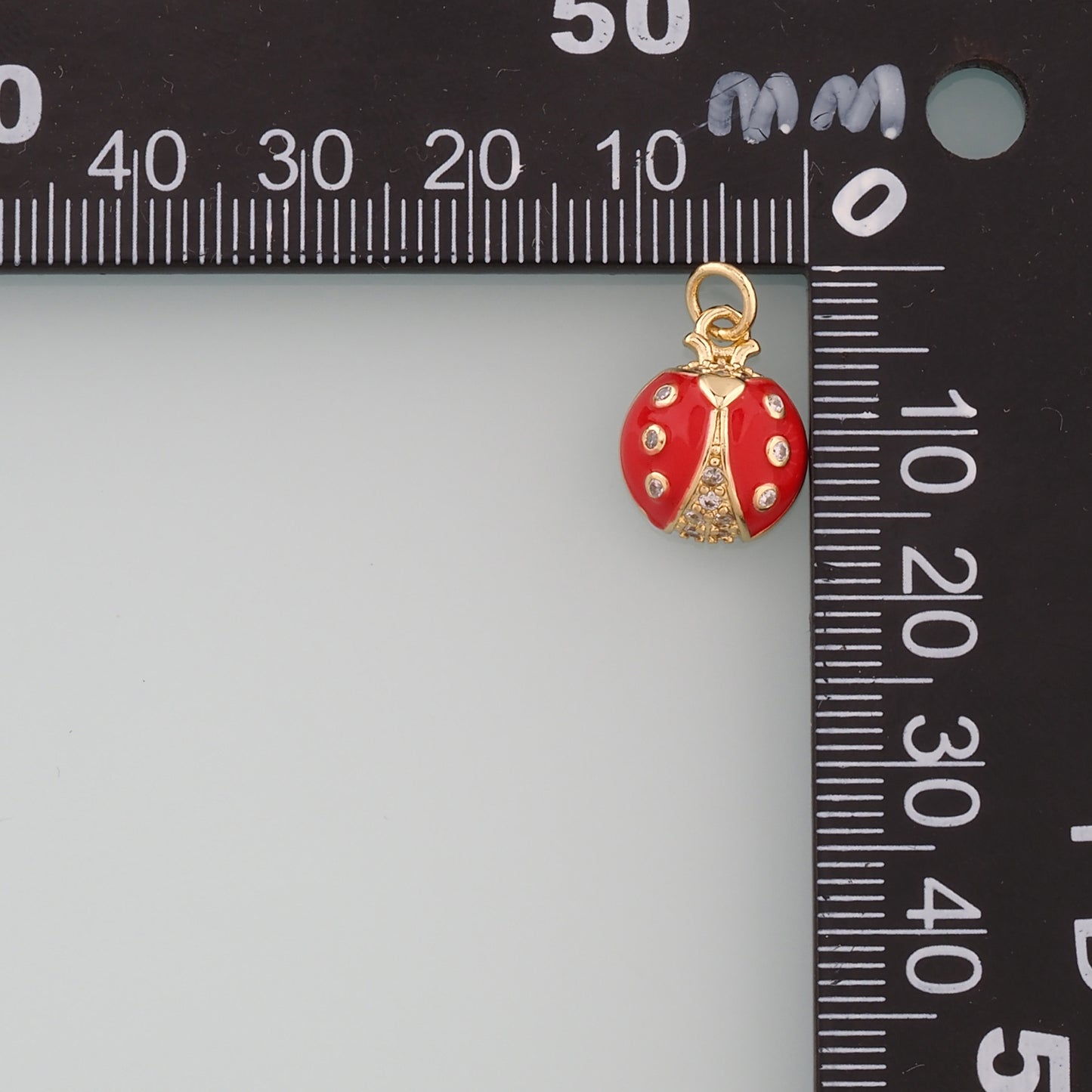 18K Gold Filled Ladybug Pendant,Enamel Insect Charm Bracelet Necklace for DIY Jewelry Making Supply