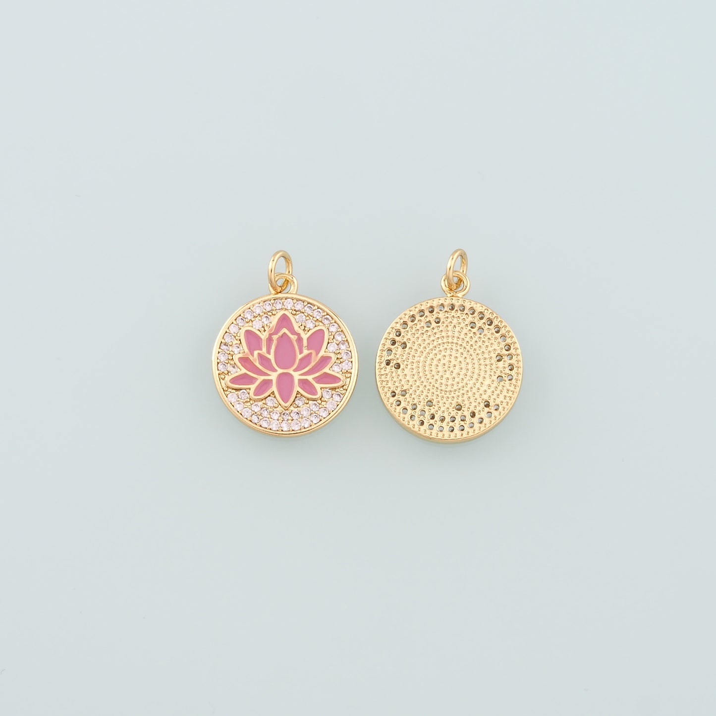 Gold Lotus Charms,18K Gold Filled Lotus Pendant,Enamel Lotus Charm Bracelet Necklace for DIY Jewelry Making Supply