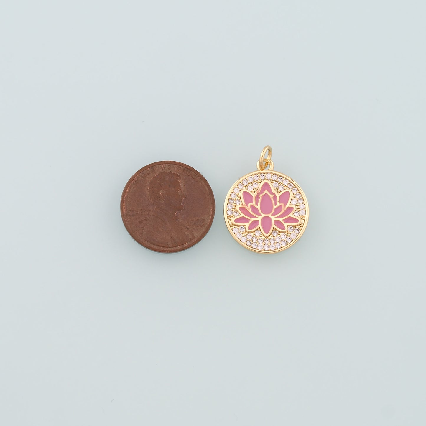 Gold Lotus Charms,18K Gold Filled Lotus Pendant,Enamel Lotus Charm Bracelet Necklace for DIY Jewelry Making Supply