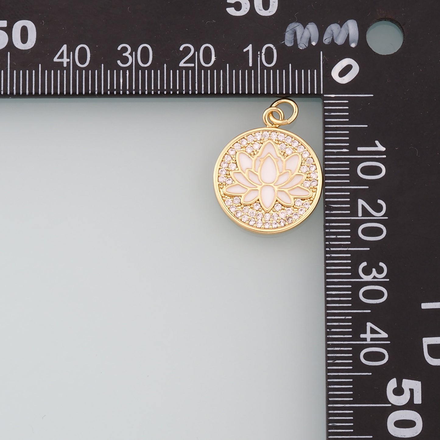 Gold Lotus Charms,18K Gold Filled Lotus Pendant,Enamel Lotus Charm Bracelet Necklace for DIY Jewelry Making Supply