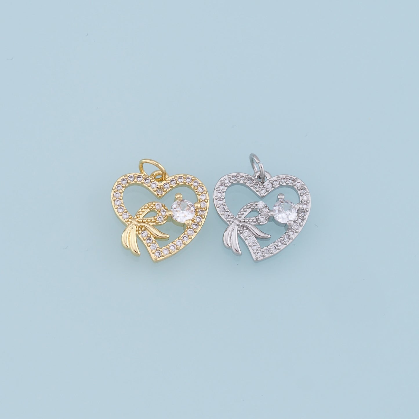 Gold Heart Charms,18K Gold Filled Heart Pendant,CZ Micro Pave Heart Charm Bracelet Necklace for DIY Jewelry Making Supply