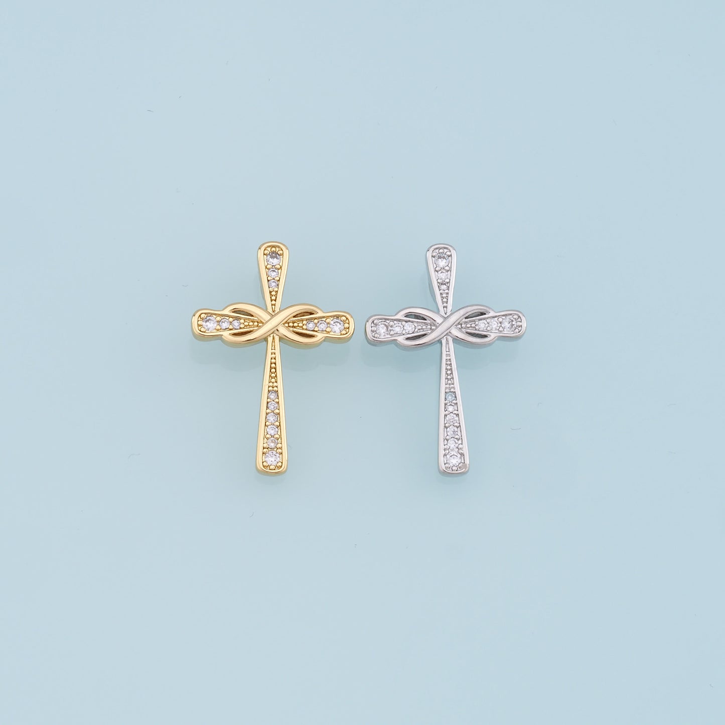 Gold Cross Charms,18K Gold Filled Cross Pendant,Cross Charm Bracelet Necklace for DIY Jewelry Making Supply