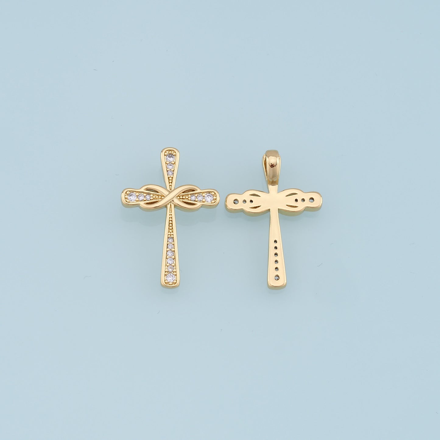 Gold Cross Charms,18K Gold Filled Cross Pendant,Cross Charm Bracelet Necklace for DIY Jewelry Making Supply