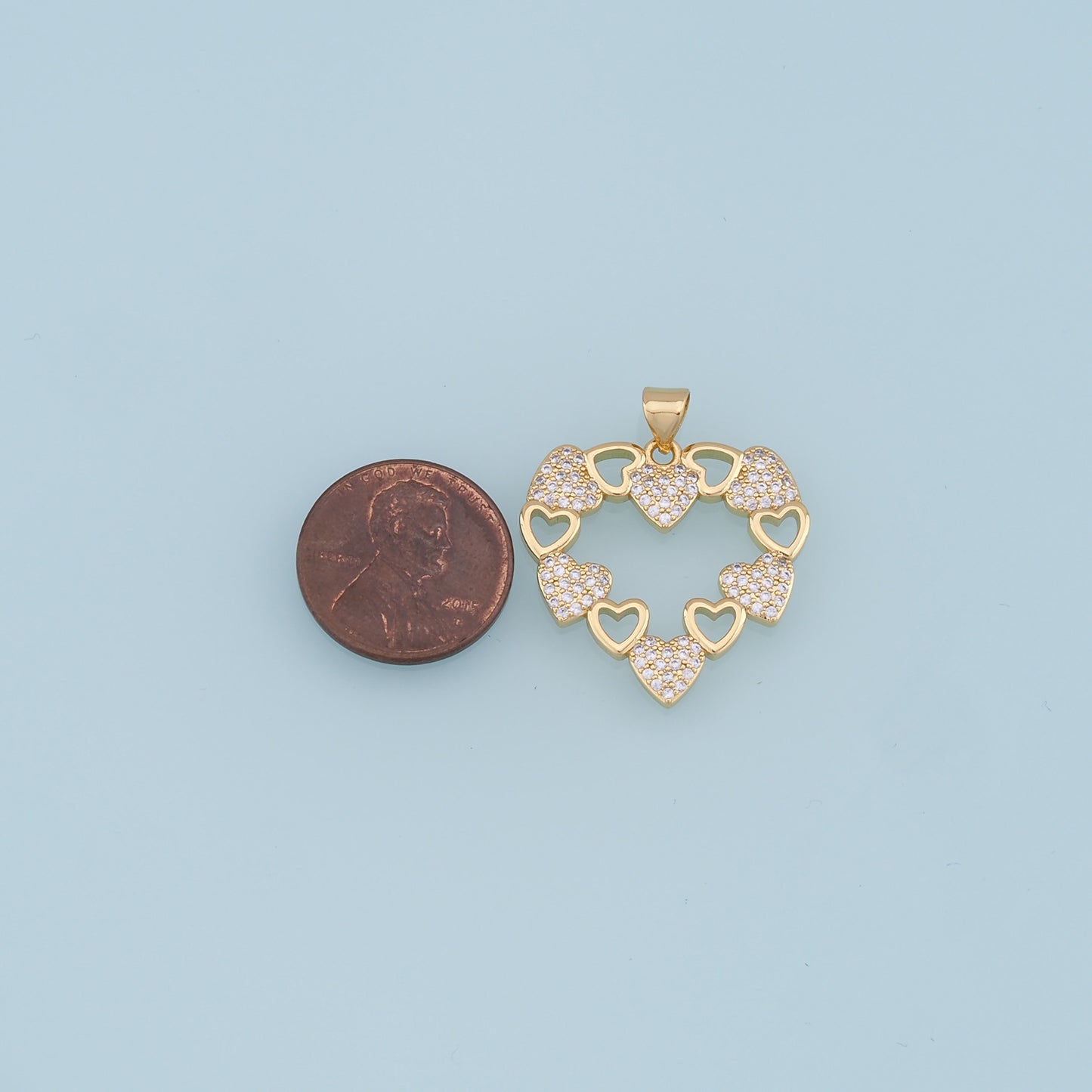 Gold Heart Charms,18K Gold Filled Heart Pendant,CZ Micro Pave Heart Charm Bracelet Necklace for DIY Jewelry Making Supply
