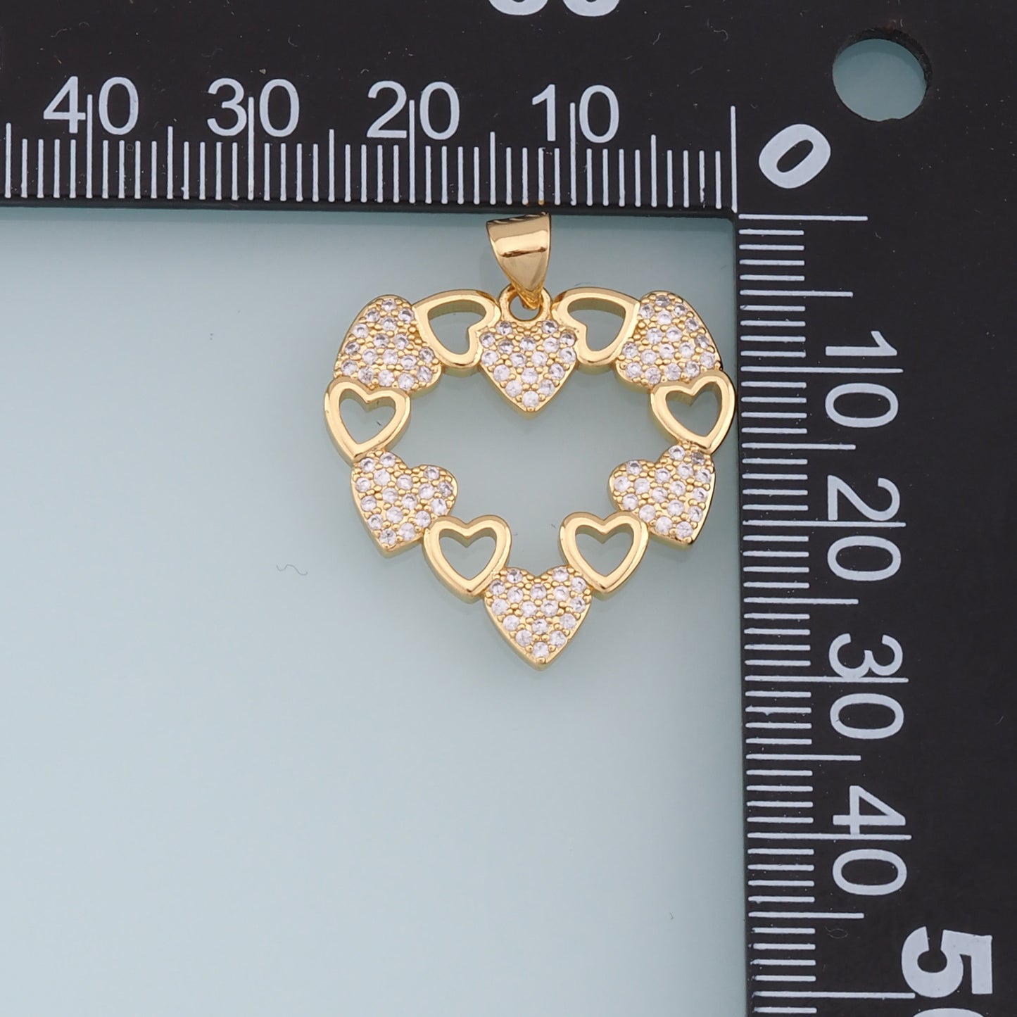 Gold Heart Charms,18K Gold Filled Heart Pendant,CZ Micro Pave Heart Charm Bracelet Necklace for DIY Jewelry Making Supply