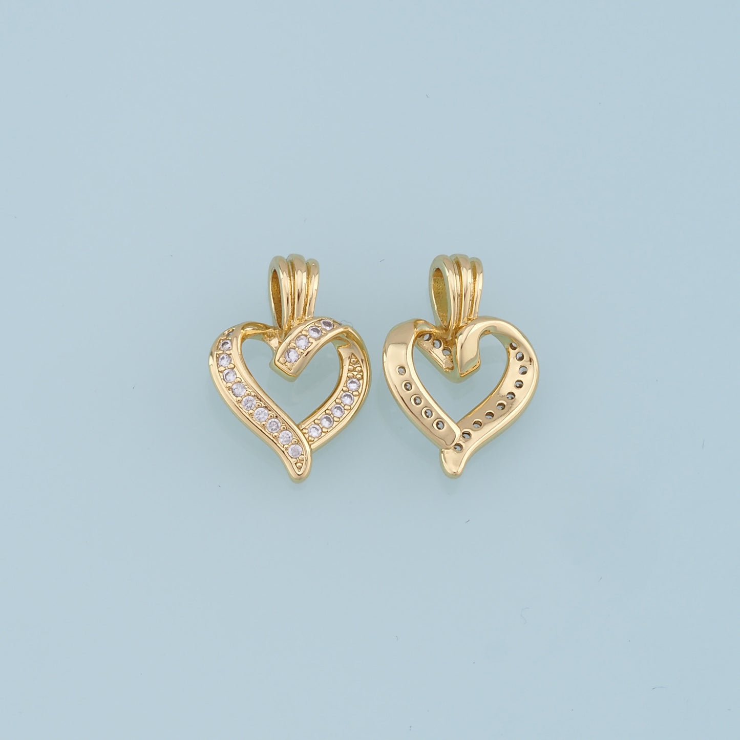 Gold Heart Charms,18K Gold Filled Heart Pendant,CZ Micro Pave Heart Charm Bracelet Necklace for DIY Jewelry Making Supply