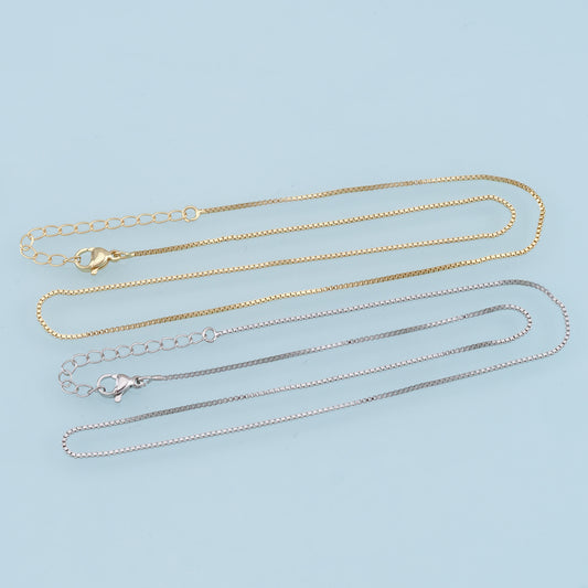 Gold Box Chain,18K Gold Filled Box  for Necklace Bracelet DIY Jewelry Making Supply