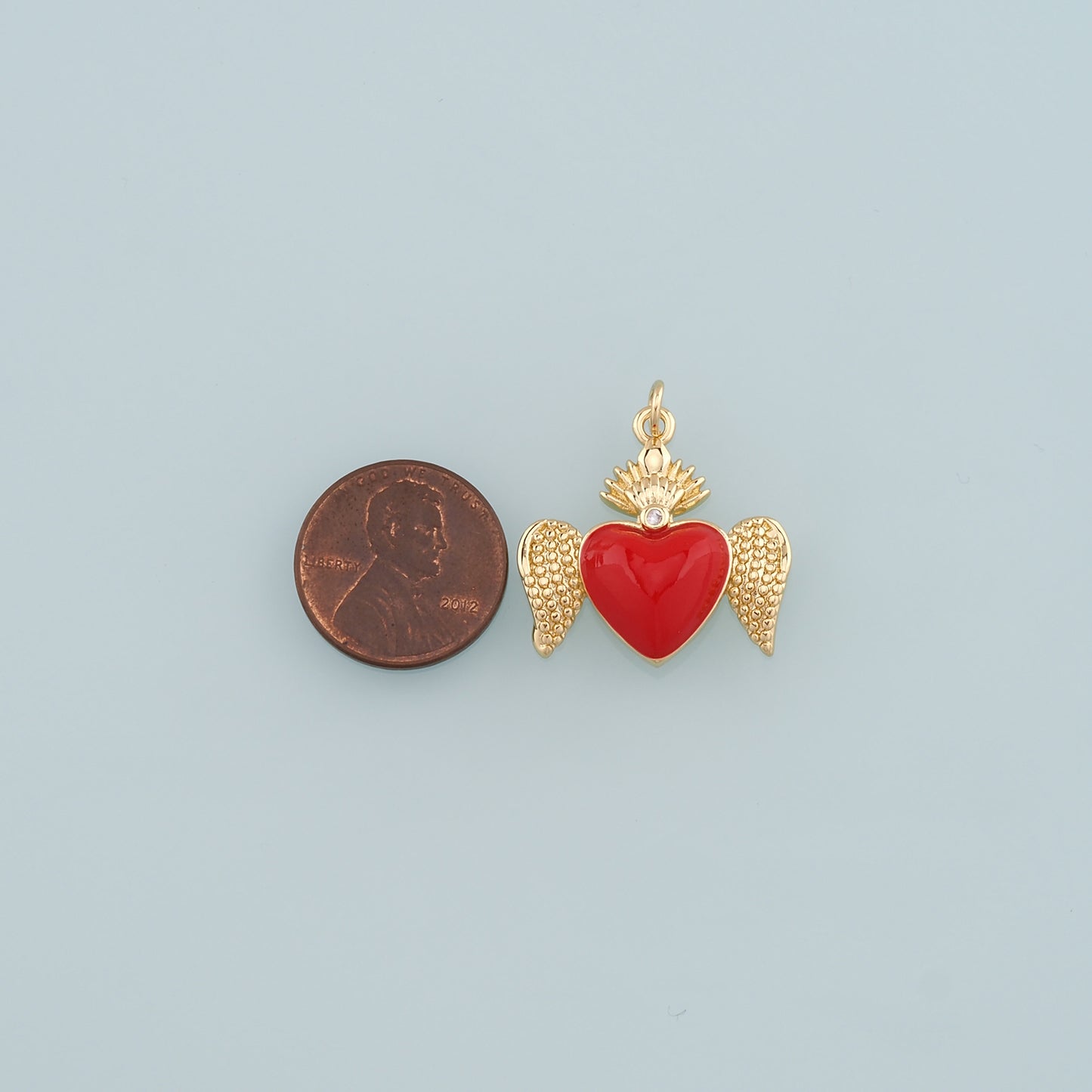 18K Gold Filled Flame Sacred heart Pendant,Enamel Religion Charm Bracelet Necklace for DIY Jewelry Making Supply
