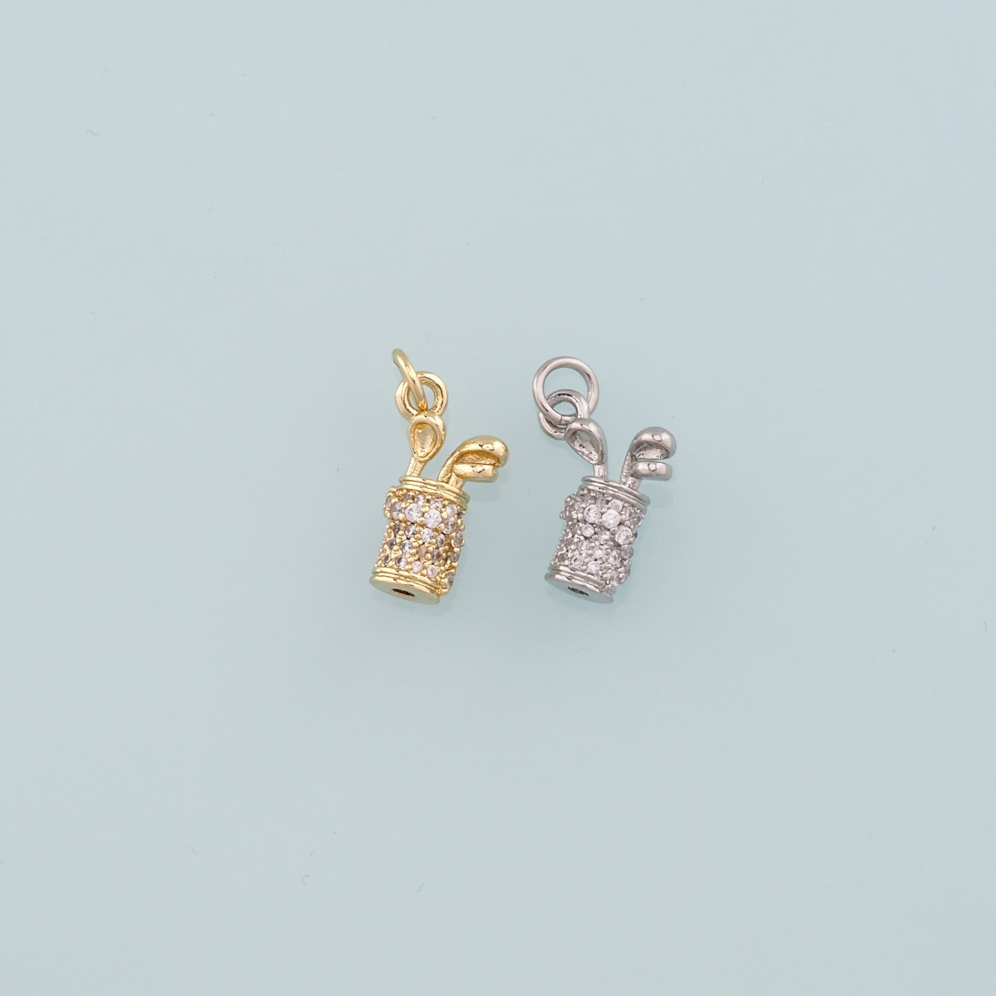 Gold Golf Charms,18K Gold Filled Golf Clubs Pendant,CZ Micro Pave Golf Clubs Charm Bracelet Necklace for DIY Jewelry Making Supply