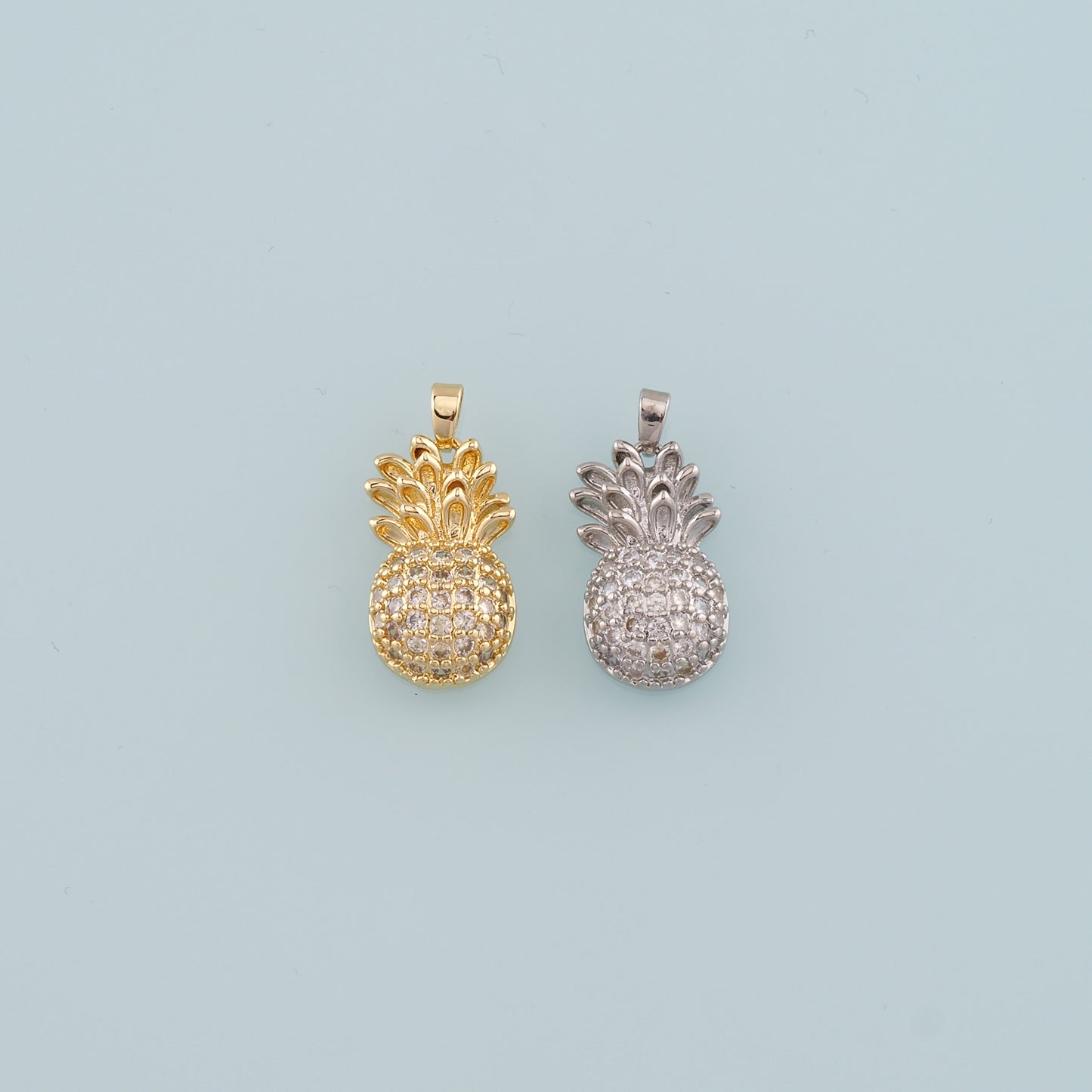 Gold Pineapple Charms,18K Gold Filled Pineapple Pendant,CZ Micro PaveFruit Charm Bracelet Necklace for DIY Jewelry Making Supply