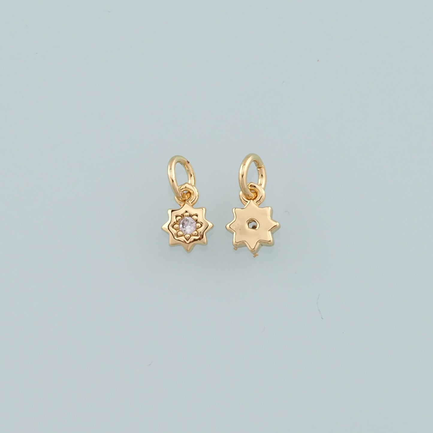 Gold Sun Charms,18K Gold Filled Sun Pendant,CZ Micro Pave Celestial Charm Bracelet Necklace for DIY Jewelry Making Supply