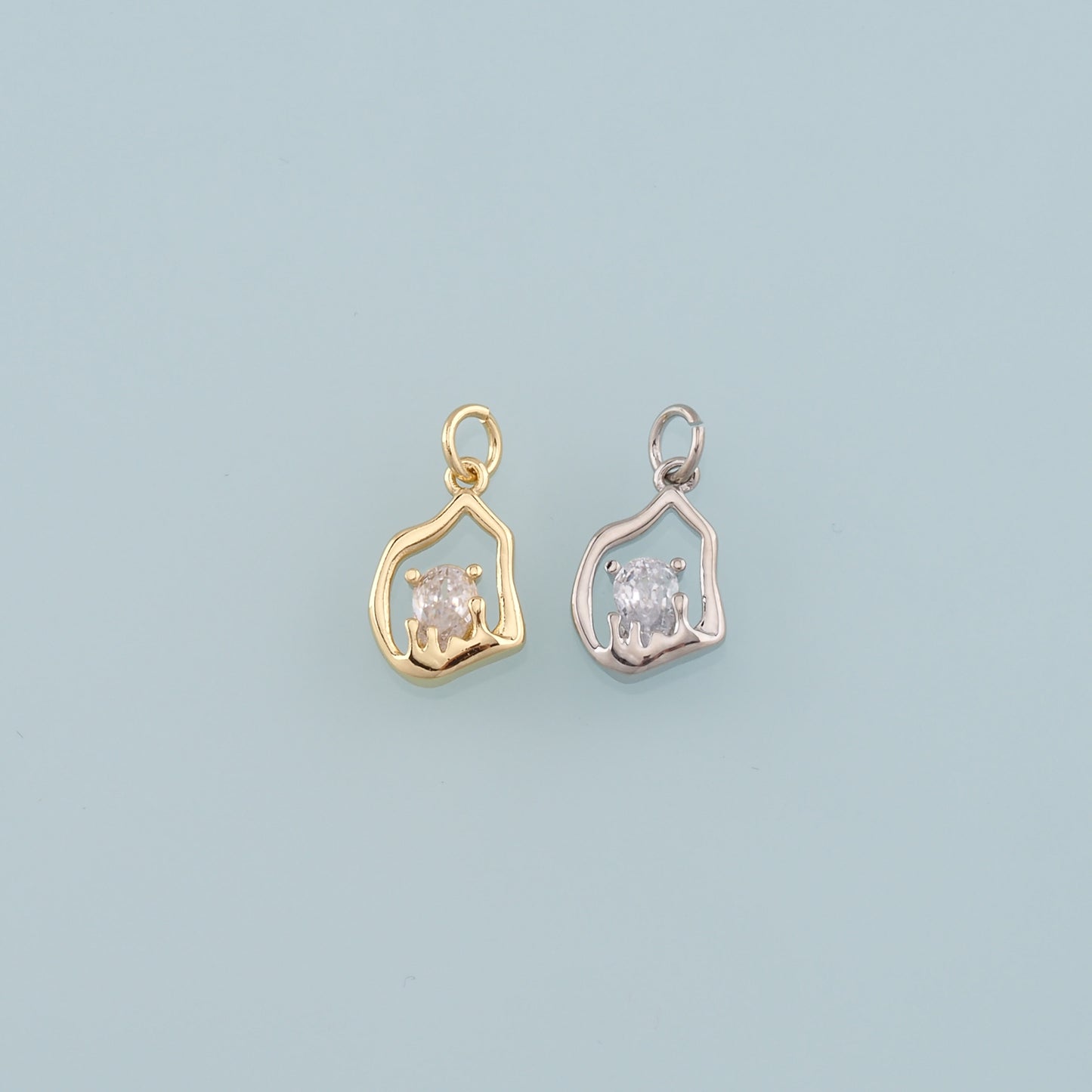 18K Gold Filled Geometry Pendant,CZ Micro Pave Geometry Charm Bracelet Necklace for DIY Jewelry Making Supply