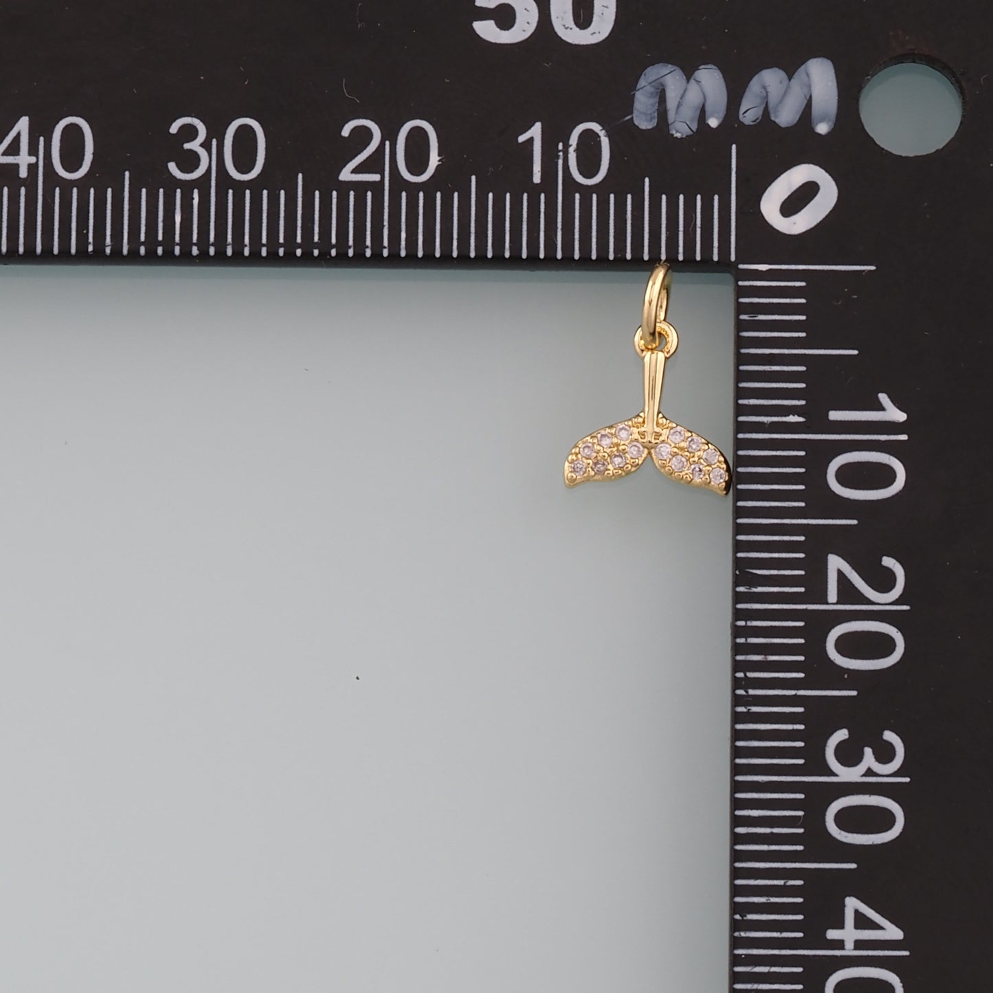 18K Gold Filled Mermaid Tail Pendant,CZ Micro Pave Tail Charm Bracelet Necklace for DIY Jewelry Making Supply