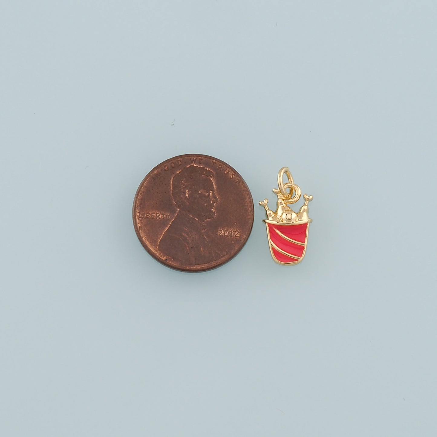 18K Gold Filled Fried Chicken Pendant,Enamel Fried Chicken Bucket Charm Bracelet Necklace for DIY Jewelry Making Supply