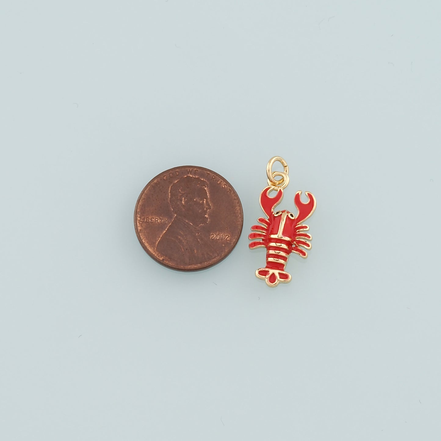 Cute Lobster Charms,18K Gold Filled Enamel Lobster Pendant,kawaii Ocean Charm Bracelet Necklace for DIY Jewelry Making Supply