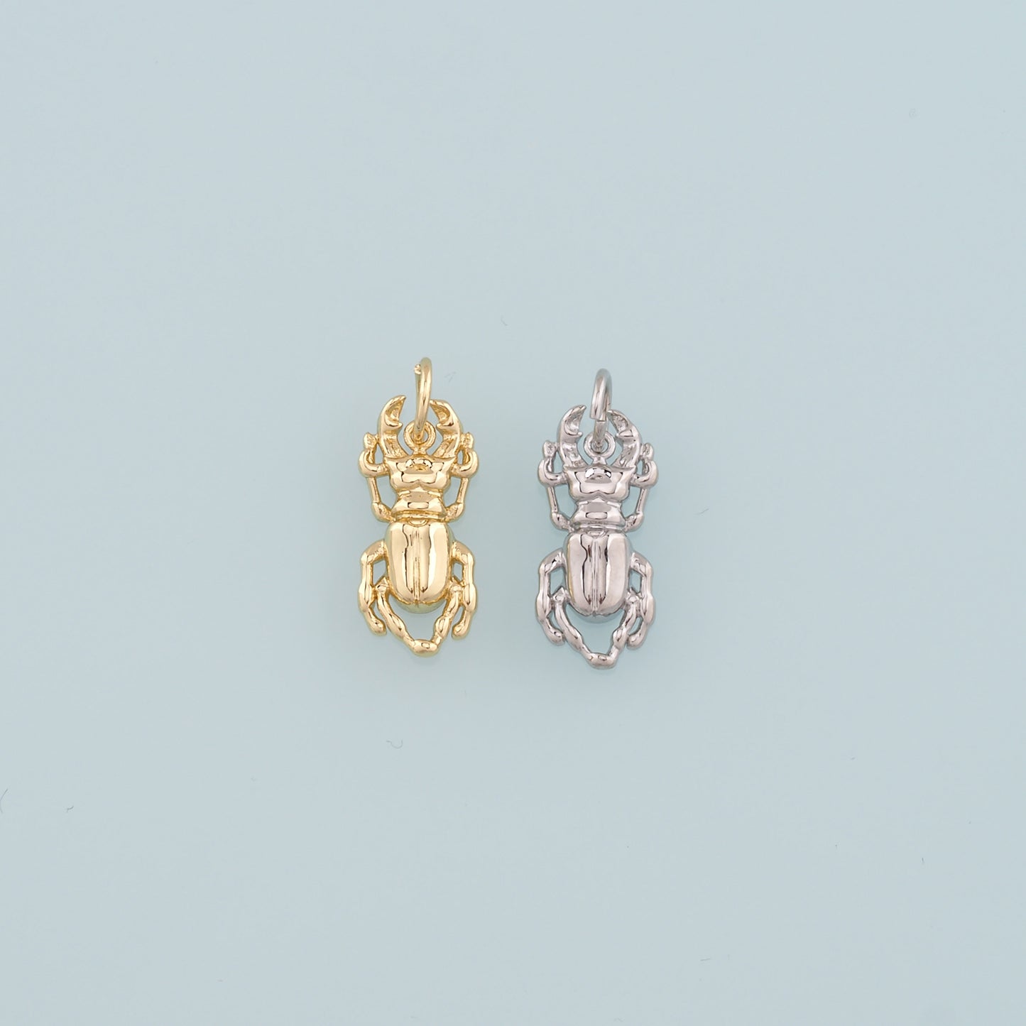 Gold Beetle Charms,18K Gold Filled Beetle Pendant,Insect Charm Bracelet Necklace for DIY Jewelry Making Supply