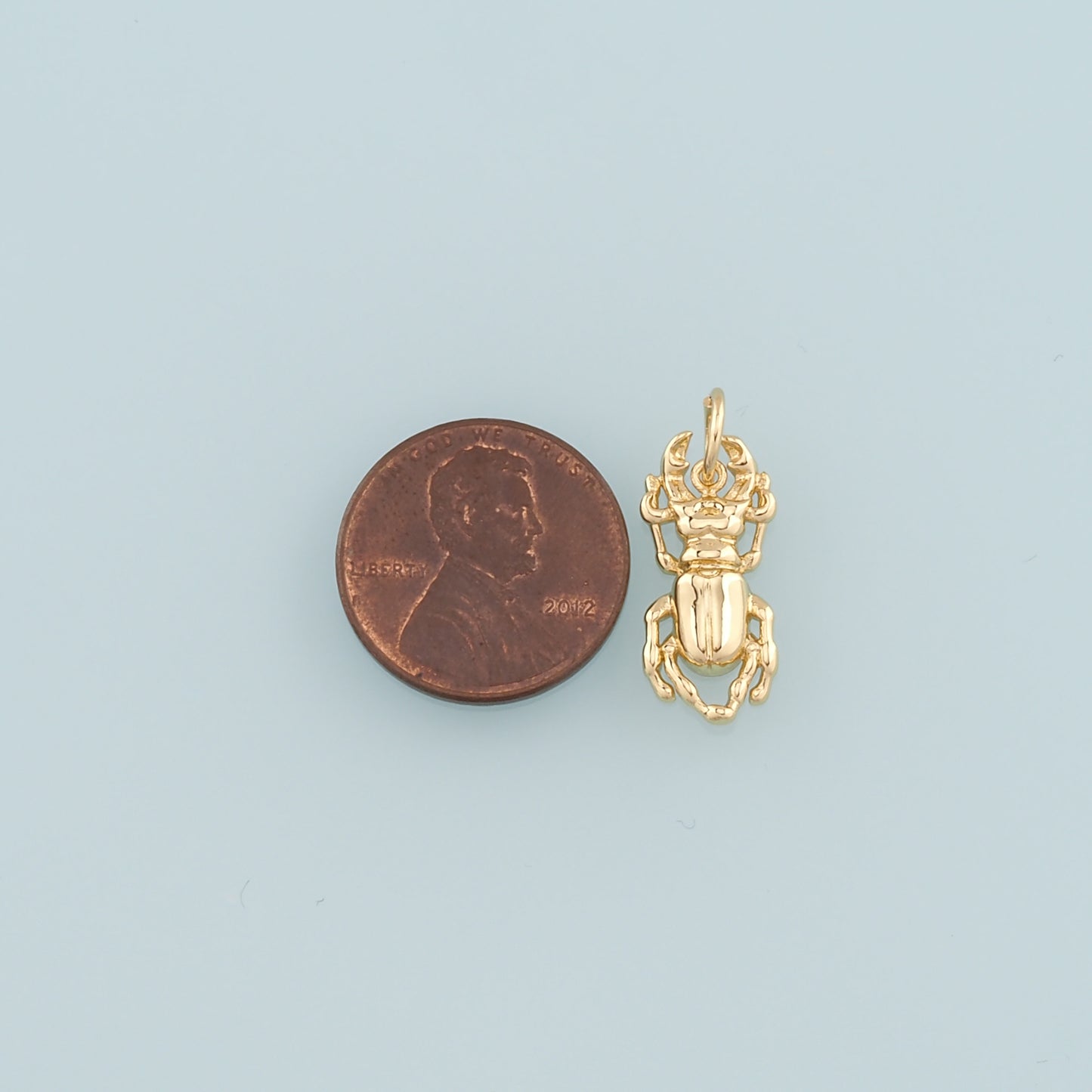 Gold Beetle Charms,18K Gold Filled Beetle Pendant,Insect Charm Bracelet Necklace for DIY Jewelry Making Supply