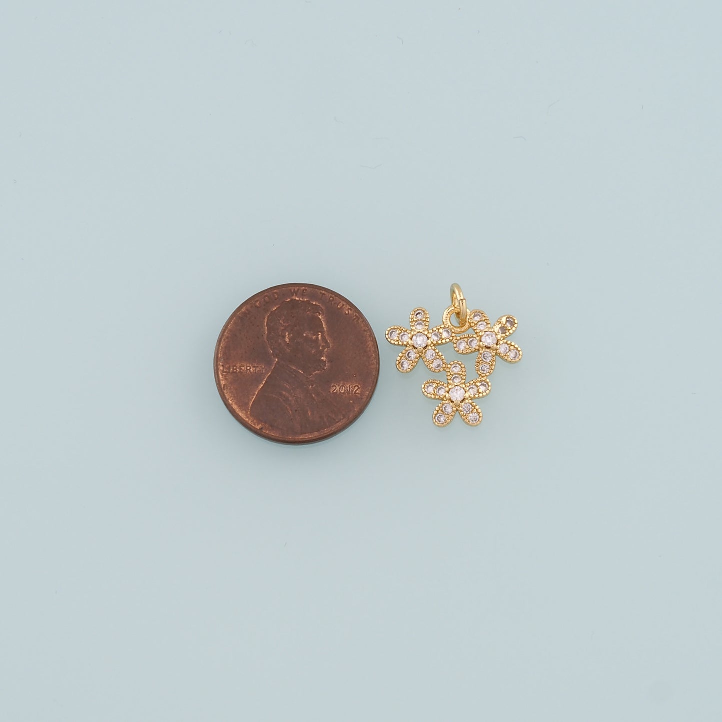 Gold Flower Charms,18K Gold Filled Flower Pendant,CZ Micro Pave Flower Charm Bracelet Necklace for DIY Jewelry Making Supply
