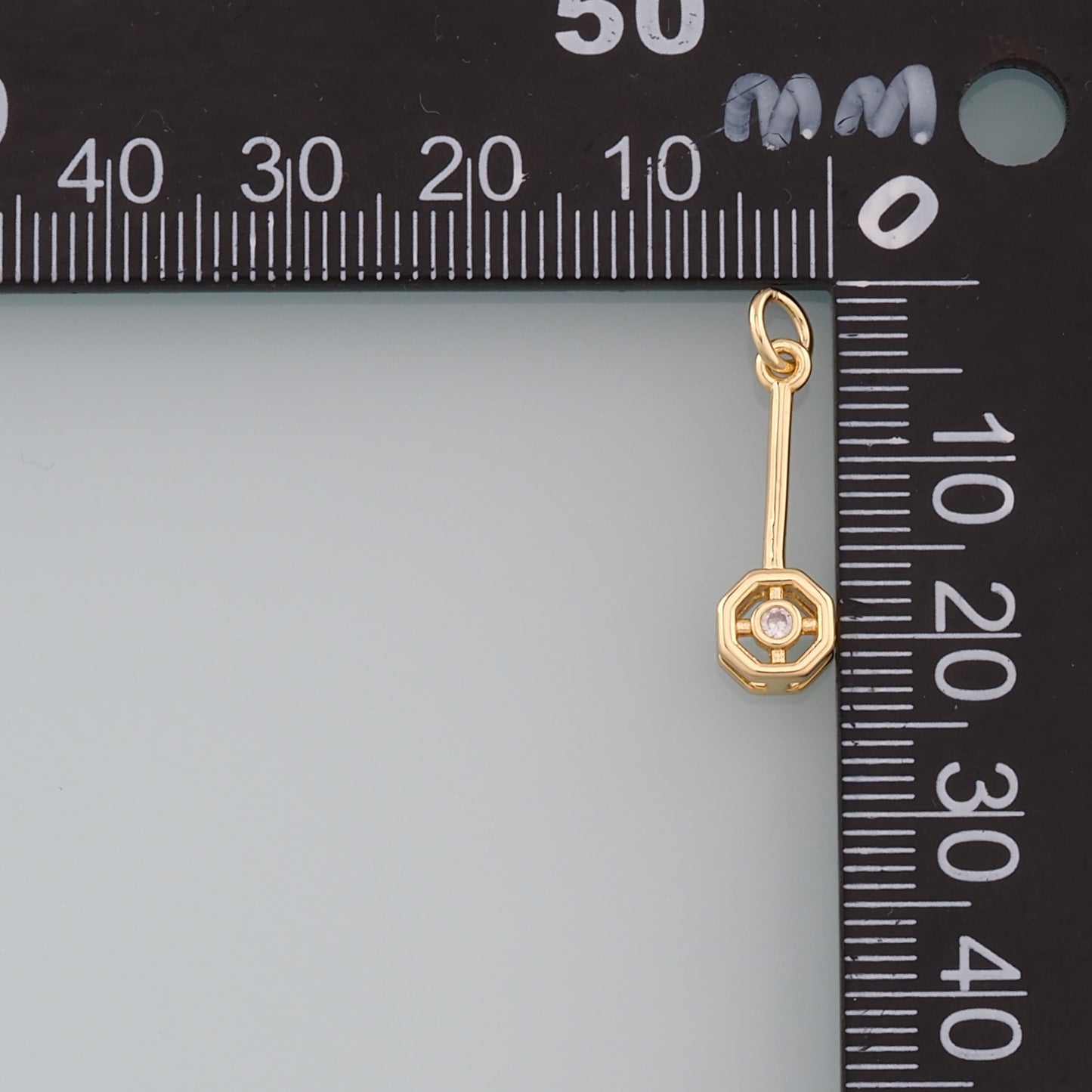 18K Gold Filled Geometry Pendant,CZ Micro Pave Geometry Charm Bracelet Necklace for DIY Jewelry Making Supply