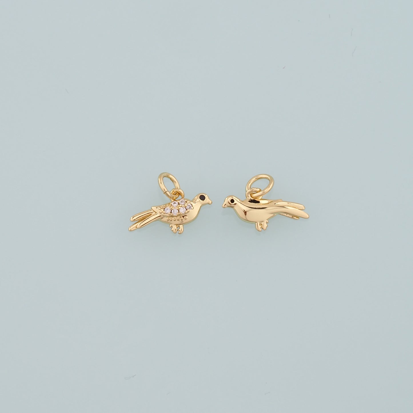 Gold Animal Charms,18K Gold Filled Bird Pendant,CZ Micro Pave Bird Charm Bracelet Necklace for DIY Jewelry Making Supply