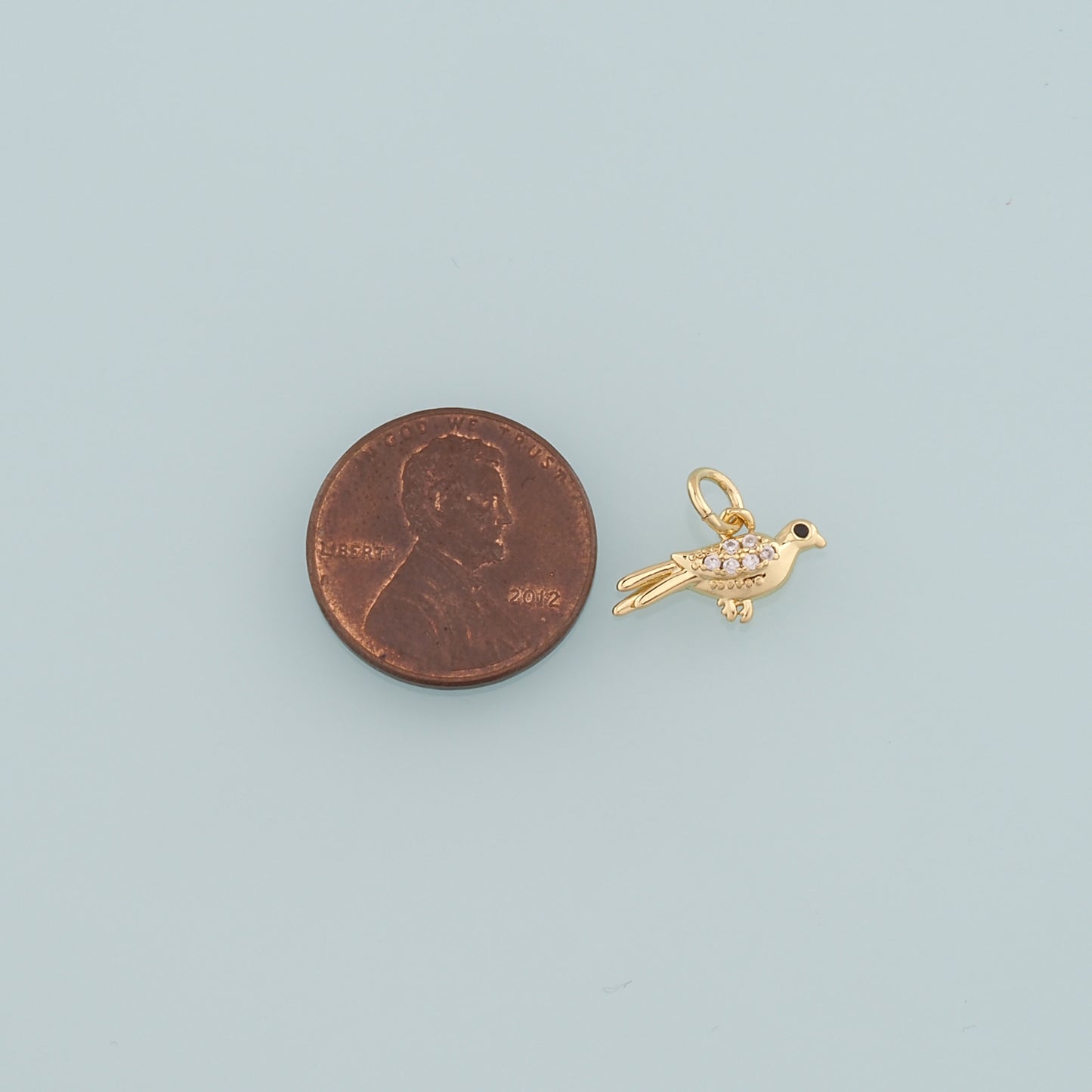 Gold Animal Charms,18K Gold Filled Bird Pendant,CZ Micro Pave Bird Charm Bracelet Necklace for DIY Jewelry Making Supply