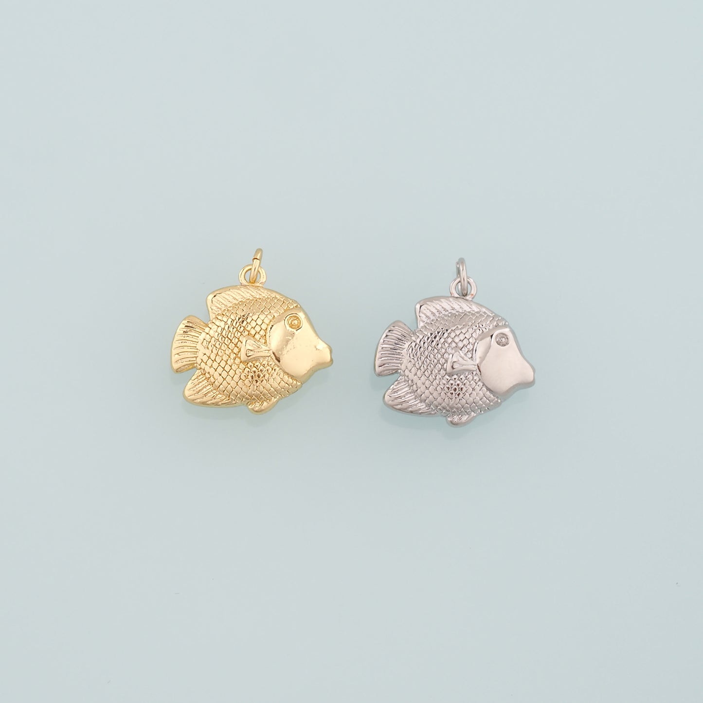 Gold Fish Charms,18K Gold Filled Fish Pendant,Cute Fish Charm Bracelet Necklace for DIY Jewelry Making Supply
