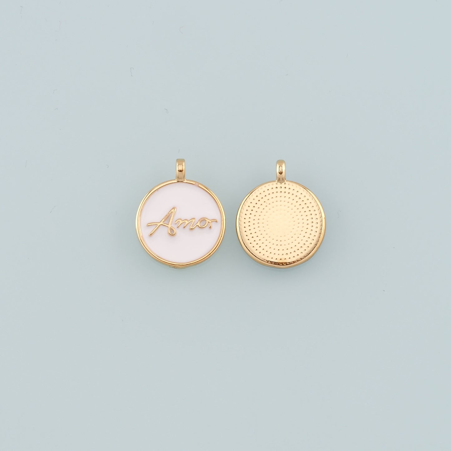 18K Gold Filled Amor Pendant,Enamel Amor Charm Bracelet Necklace for DIY Jewelry Making Supply