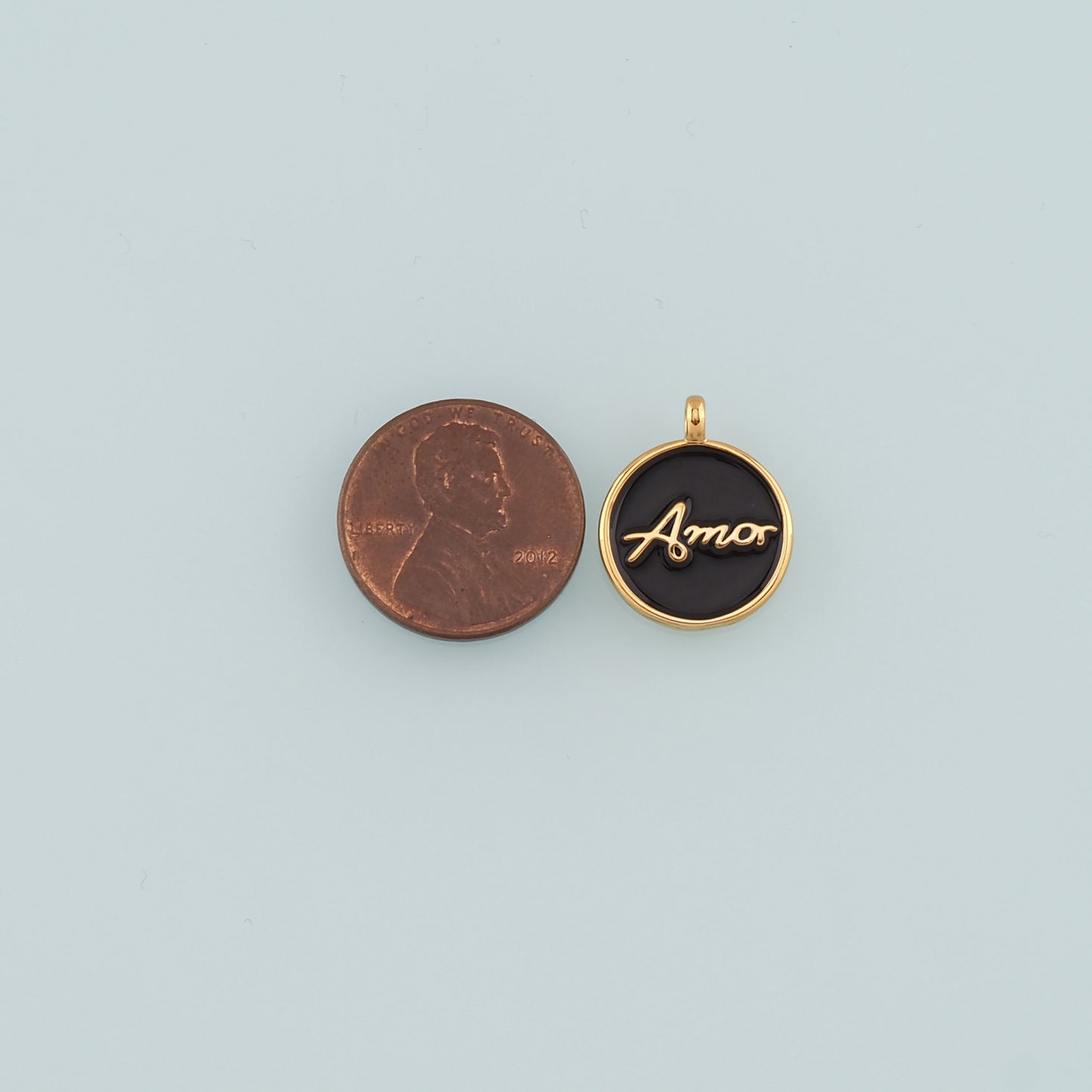 18K Gold Filled Amor Pendant,Enamel Amor Charm Bracelet Necklace for DIY Jewelry Making Supply