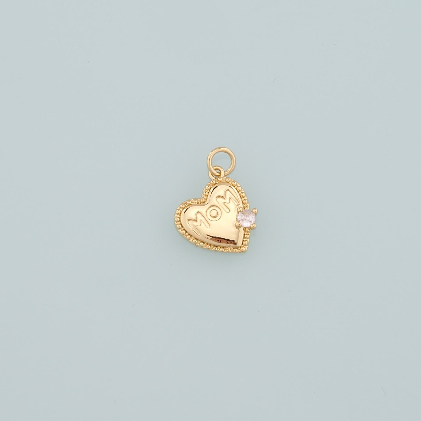Gold Heart Charms,18K Gold Filled Mom Pendant,CZ Micro Pave Heart Charm Bracelet Necklace for DIY Jewelry Making Supply