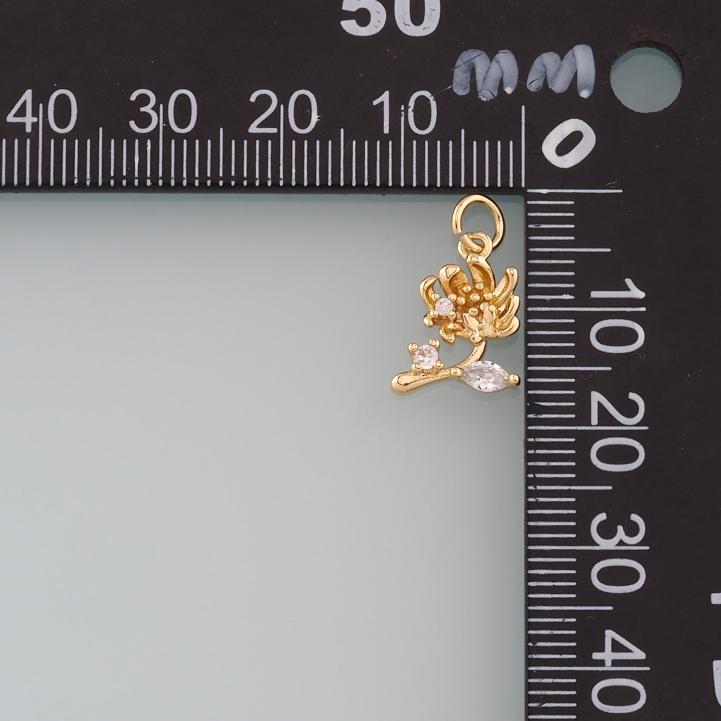 Gold Flower Charms,18K Gold Filled Flower Pendant,CZ Micro Pave Flower Charm Bracelet Necklace for DIY Jewelry Making Supply