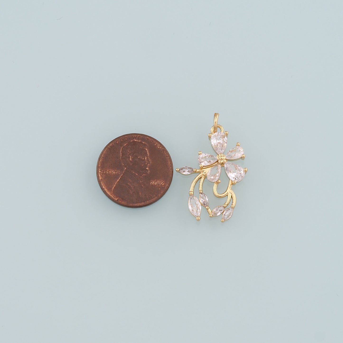 Gold Flower Charms,18K Gold Filled Flower Pendant,CZ Micro Pave Flower Charm Bracelet Necklace for DIY Jewelry Making Supply