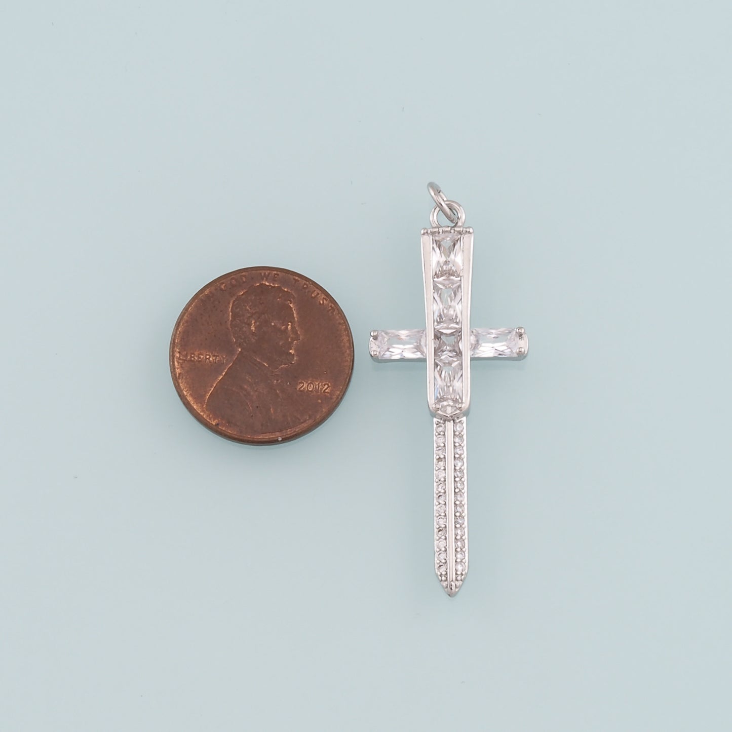 18K Gold Filled Sword Pendant,CZ Micro Pave Sword Charm Bracelet Necklace for DIY Jewelry Making Supply