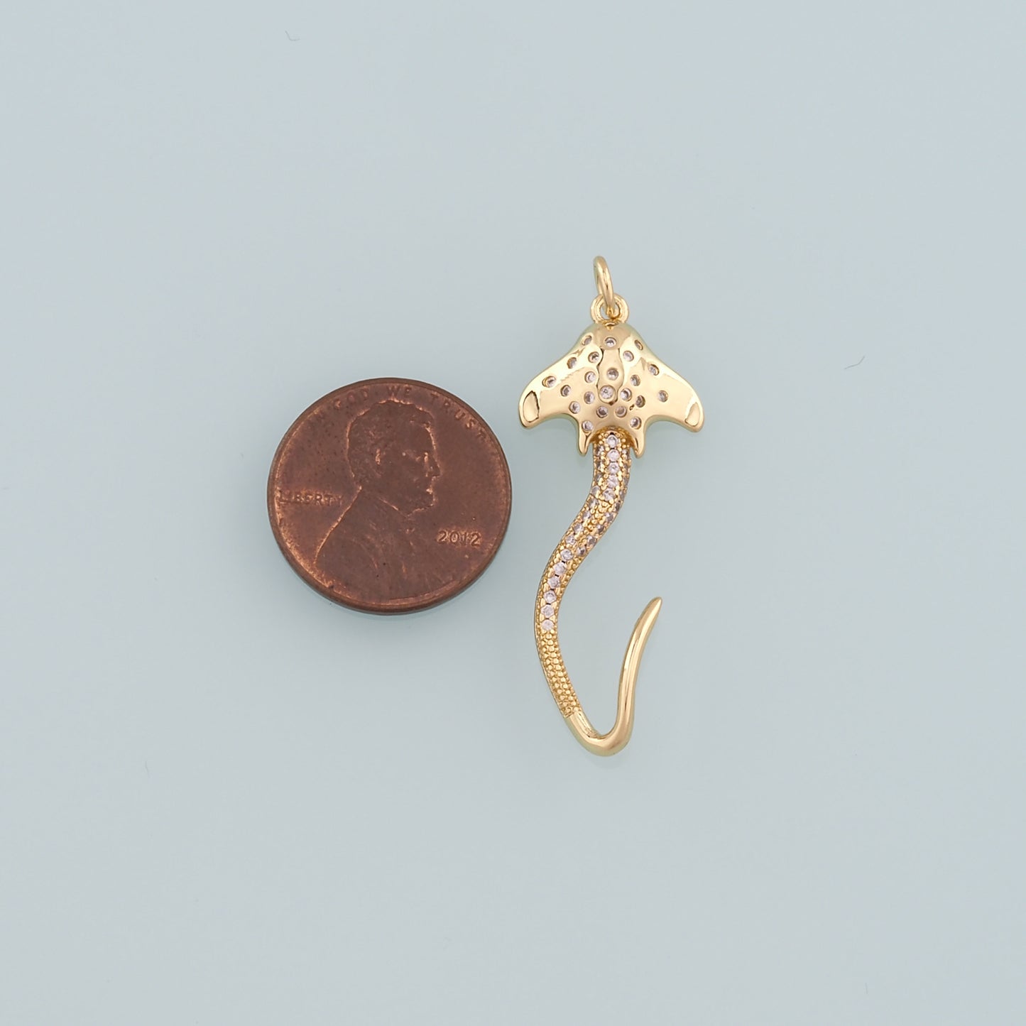 Gold Fish Charms,18K Gold Filled Manta Ray Pendant,CZ Micro Pave Manta Ray Charm Bracelet Necklace for DIY Jewelry Making Supply